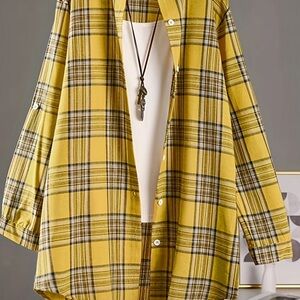 Vintage Yellow Plaid Button Down Shirt